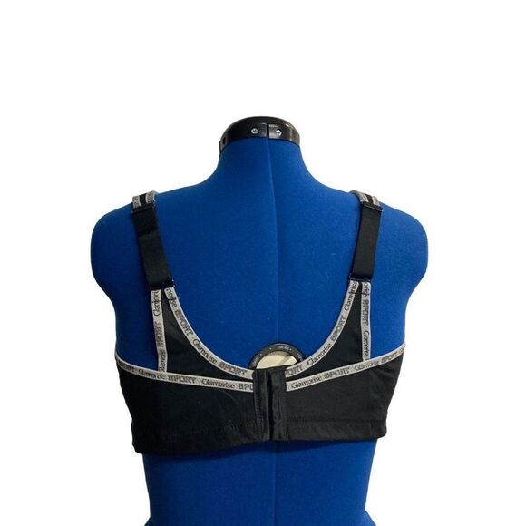 GLAMORISE SPORT BRA Size 46C Black With Gray Logo Trim‎ - Picture 2 of 8